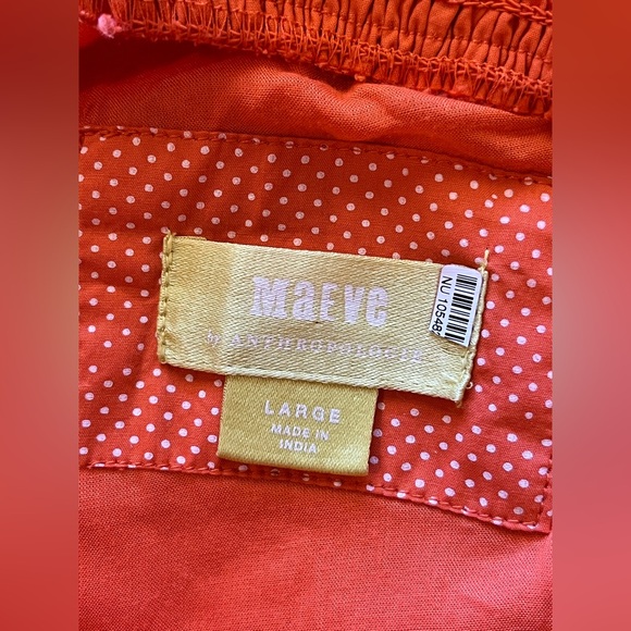 Anthropology One-Shoulder Embroidered Maxi Dress 2 pockets. 100% cotton Orange L - Picture 10 of 13